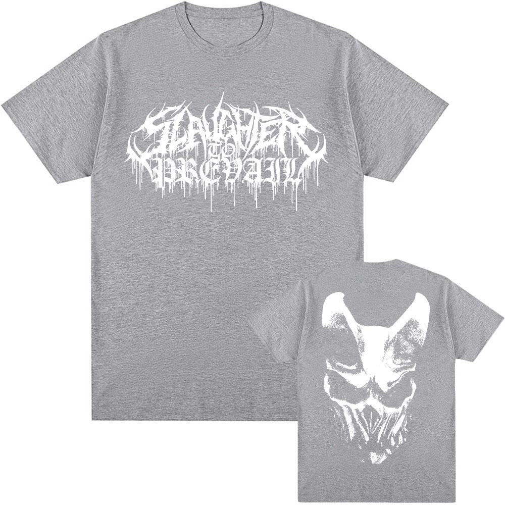 Белая маска с логотипом Графические футболки SLAUGHTER TO PREVAIL Футболки рок-группы Хип-хоп Унисекс Уличная одежда Хлопок Короткий рукав Мужская футболка
