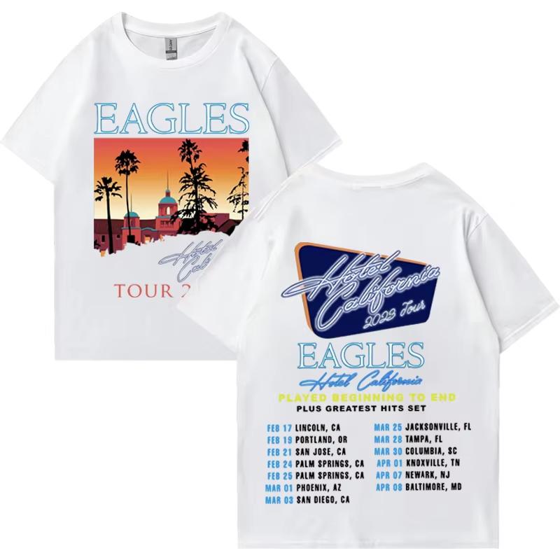 Американские рок-группы Eagles Тур Мужская Женская Графика Футболка Высокое Качество Унисекс Чистый Хлопок Принт Повседневные Футболки с Коротким Рукавом