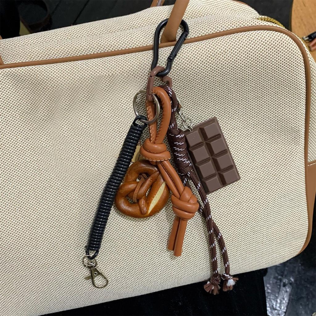 Уникальная подвеска в виде бейгла с шоколадом, брелок для сумки, аксессуар для ключей, нейлоновый брелок, держатель для ключей, декор для любителей активного отдыха