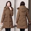 Cotton Jacket for Women's Mid-length Korean Style Horn Button Middle-aged Mother's Thickened New