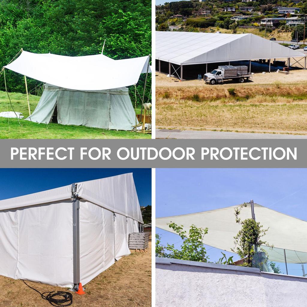 Прочный поли брезент, белый водонепроницаемый брезентовый чехол с люверсами, устойчивый к УФ-излучению, разрывам и выцветанию для палатки у открытого бассейна