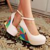 Модные 11 см, большой размер 33-43, элегантные разноцветные туфли с круглым носком, женские туфли-лодочки, модные туфли на платформе и высоком каблуке для свиданий, женская обувь