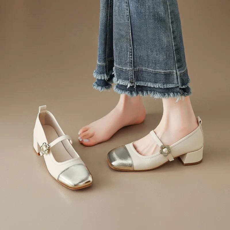 Модные туфли Мэри Джейн с цветочной пряжкой в стиле ретро для женщин, дизайнерские туфли на мягкой подошве, женские туфли на низком каблуке, модные французские туфли-лодочки на весну и осень Laides