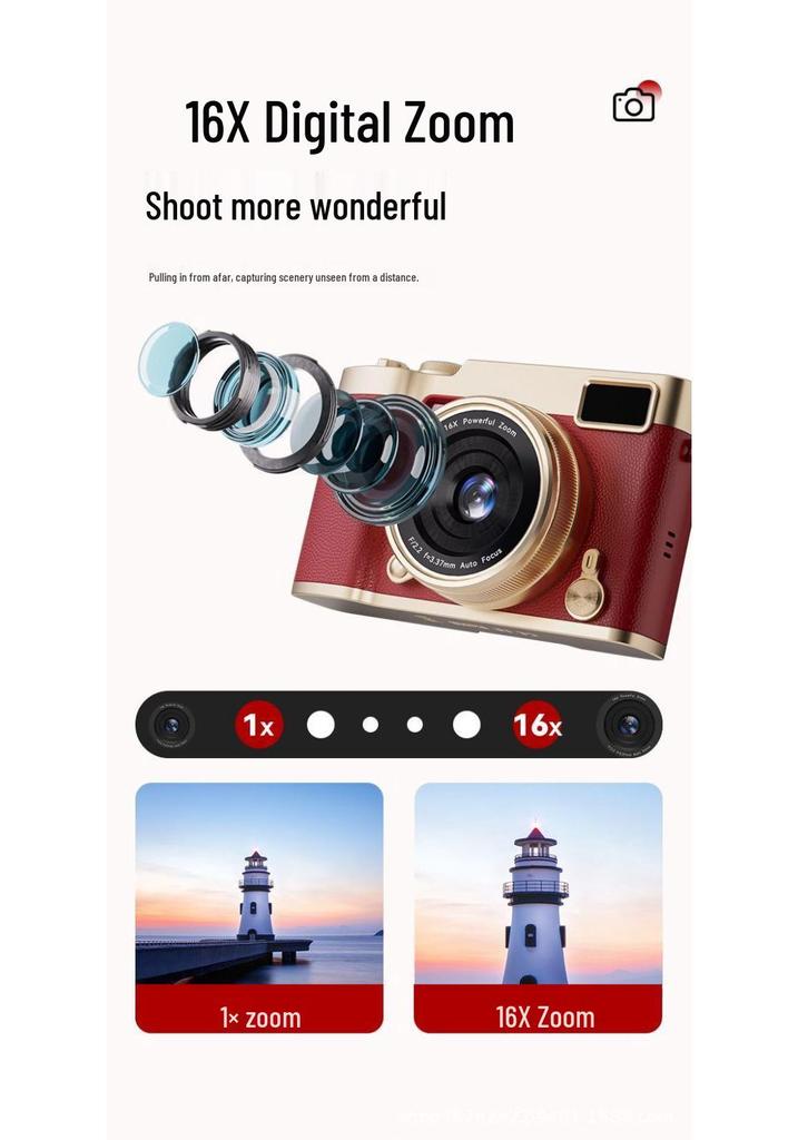 Retro Foldable Screen CCD Camera with 16x Zoom and HD Portable Pocket Recorder