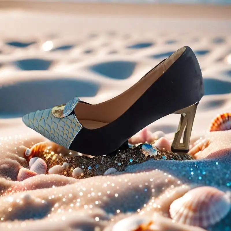 Модные женские туфли на высоком каблуке 43 размера 2024 года, сексуальные туфли-лодочки с острым носком, женская обувь, повседневные модные женские туфли-лодочки, удобные туфли на низком каблуке