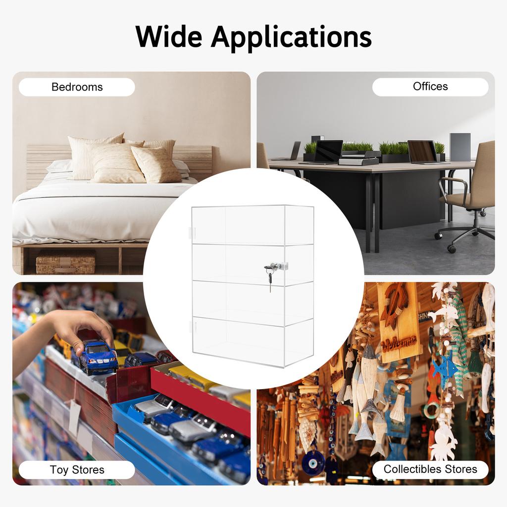 4-ярусная акриловая витрина с замком, современный прямоугольный шкаф-витрина с лазерной резкой, настольная многоярусная полка для коллекций