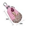 Flower Flower Remote Key Bag Leather Crystal  Keychains Key Cover  Car Accessories