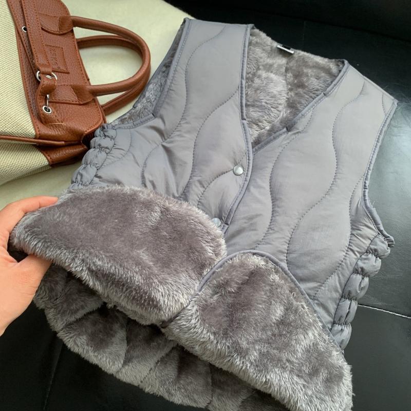 Женский бархатный теплый жилет Женский приталенный ветрозащитный жилет с V-образным вырезом Внутренний слой Зимний комфорт Женские однобортные майки