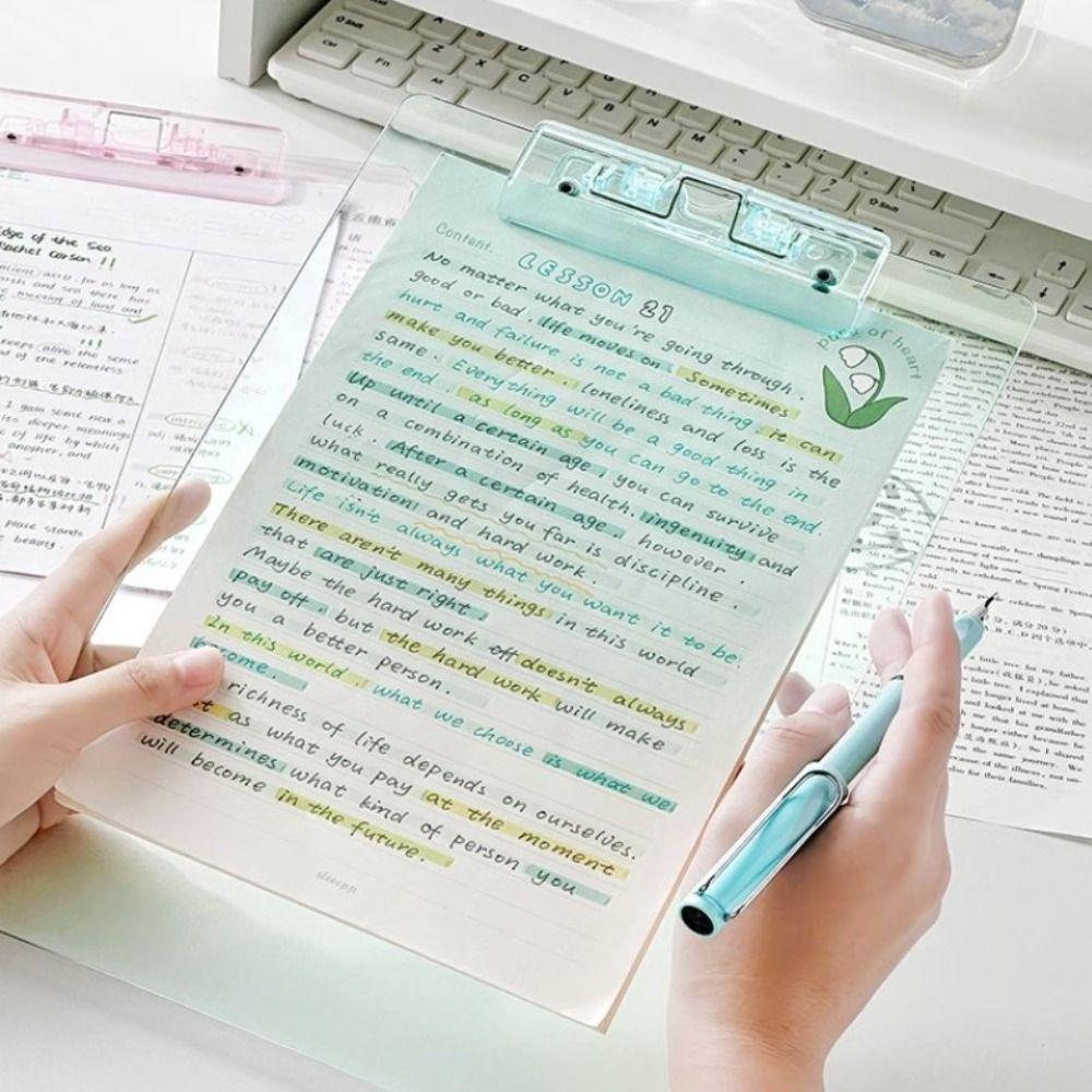 With Low Profile Gold Clip Transparent A4 Clipboard File Folder Board Clamp  File Storage