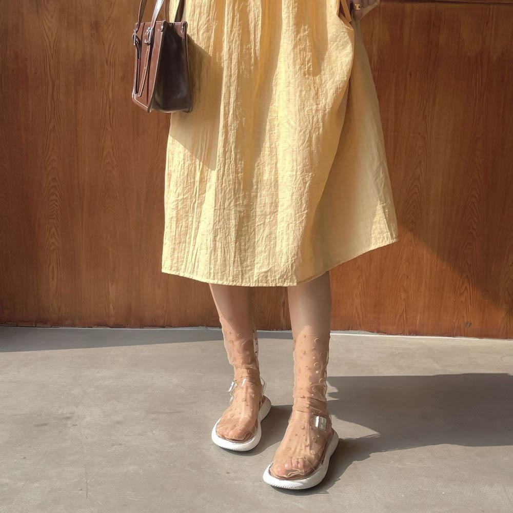 Sweet Transparent Women Mesh Chiffon Tulle Socks Dress Hosiery Nylon Dot Socks