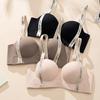 Seamless Push Up Bra with Letters Shoulder Straps Women's Soft Gathered Bra Without Steel Ring