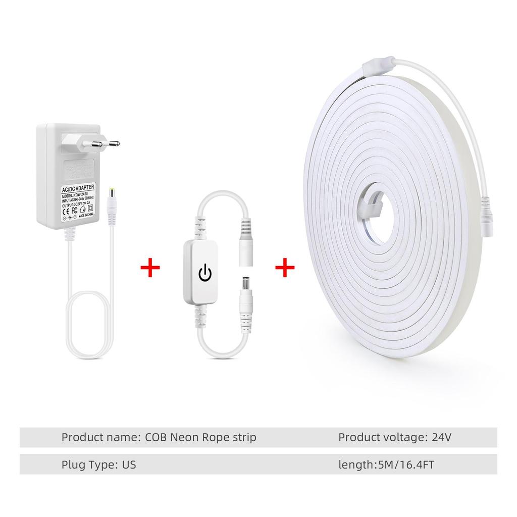 DC24V неоновый свет знак COB светодиодная лента с регулируемой яркостью сенсорный датчик 320LED силикагель веревка лампа трубка гибкий настенный светильник для домашнего декора