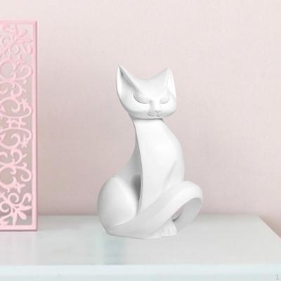 Статуэтка кошки Полимерная скульптура Коллекционный подарок на новоселье Фигурка животного Настольное украшение для вечеринки
