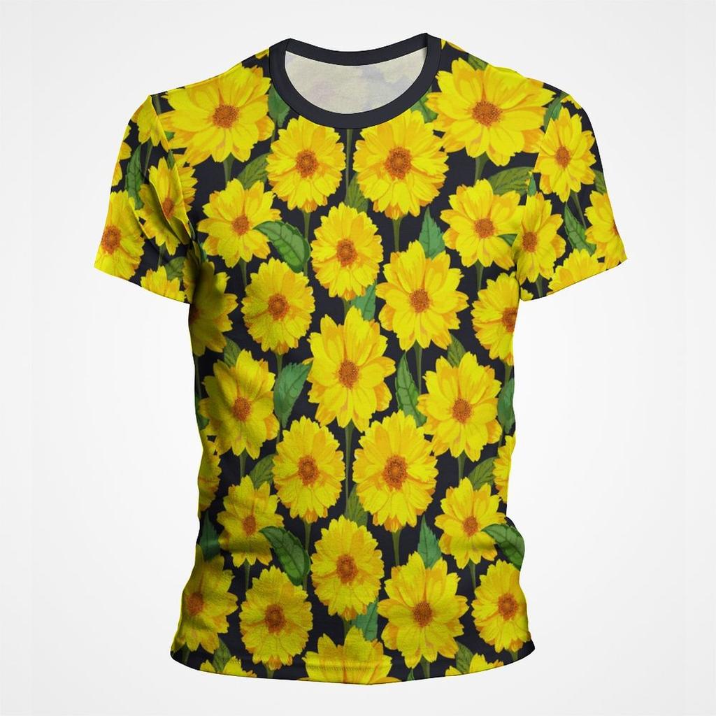 Модные футболки с 3D-принтом подсолнуха, мужские футболки с коротким рукавом и круглым вырезом, модные мужские уличные рубашки