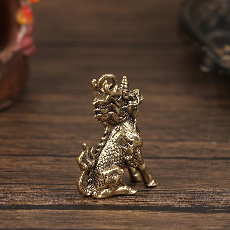 Цилинь Удача Животное Фэншуй Винтажная Статуэтка Статуэтка Богатство Латунный Декор Процветание Китайский Стиль Орнамент