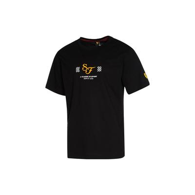 Футболка с коротким рукавом и круглым вырезом с графическим принтом Ferrari Racing Series, с приспущенными плечами, мужская, черная 531647-01