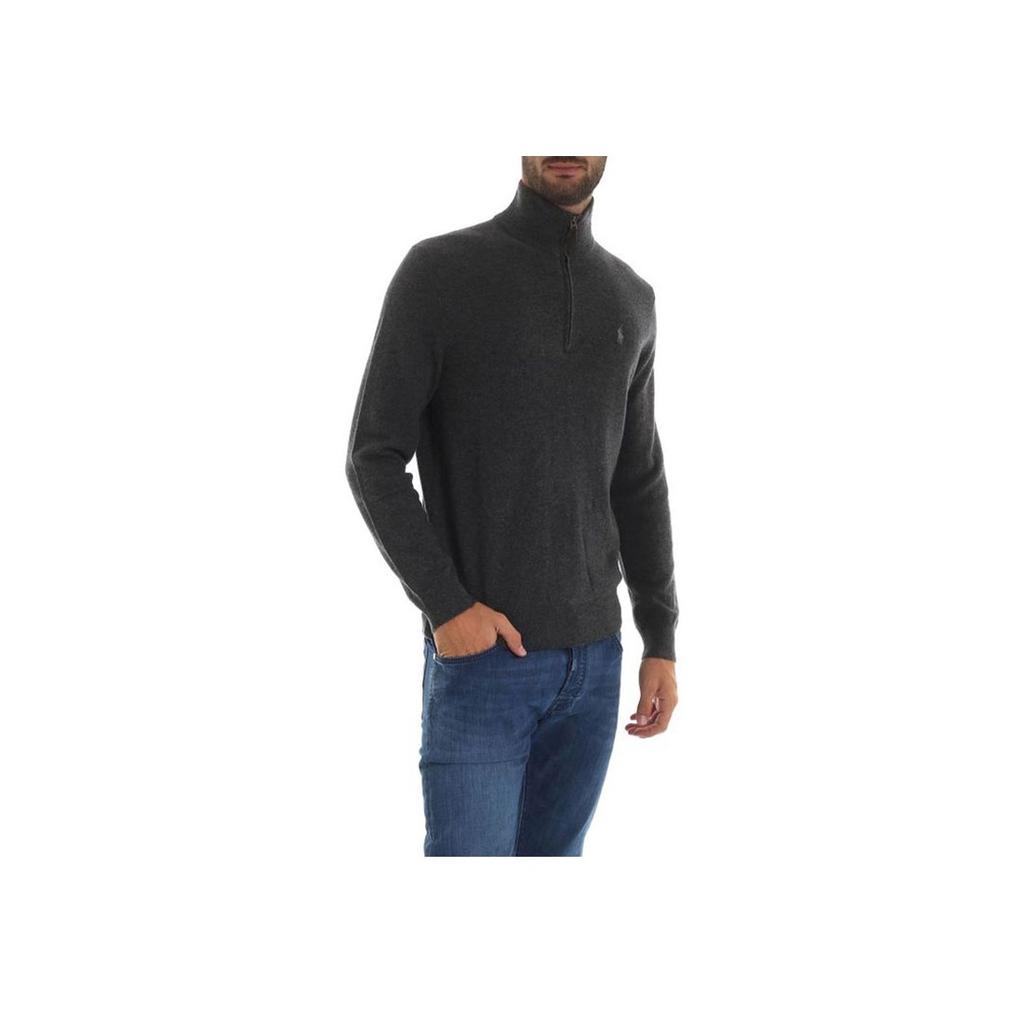 Polo Ralph Lauren FW21 кардиган с воротником-стойкой и полумолнией, длинный рукав, шерстяной свитер, мужской свитер, темно-серый 710723053-003