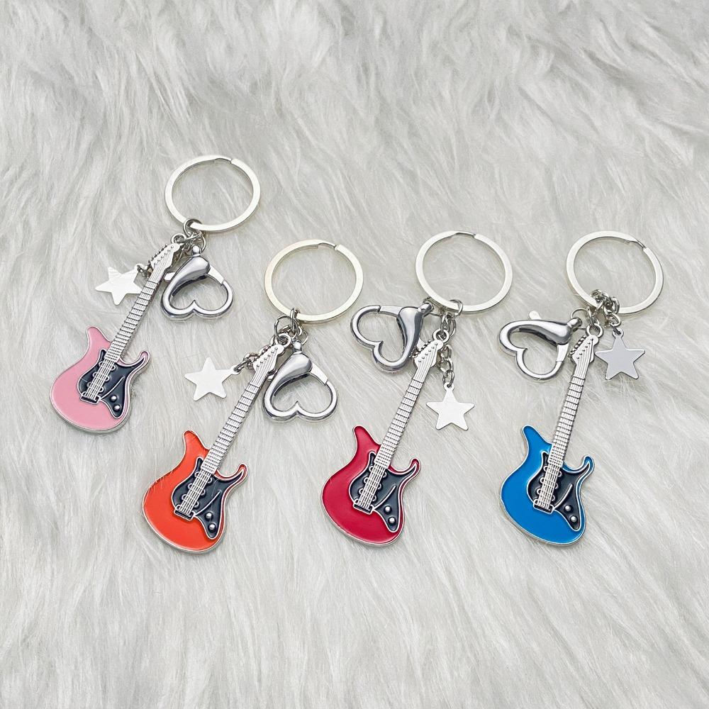 Guitar Guitar Keyring Star Musical Instrument Keychain Guitar Key Chain Musician Jewelry Gift