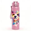 1PC Colorful Watercolor Dog Portrait Print 750ml Color Plastic Sports Water Bottle Leakproof Flip Straw Lid Suitable for Sports Office Home Use