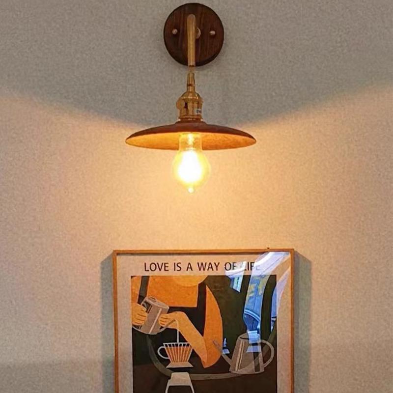 Retro Black Walnut Color Wall Lamp Nordic Homestat Bedside Cafe Restaurant Studio Window Door Lamp