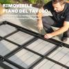 7-Piece Outdoor Set with 2-Section Garden Table and 6 Stackable Texteline Chairs, Grey