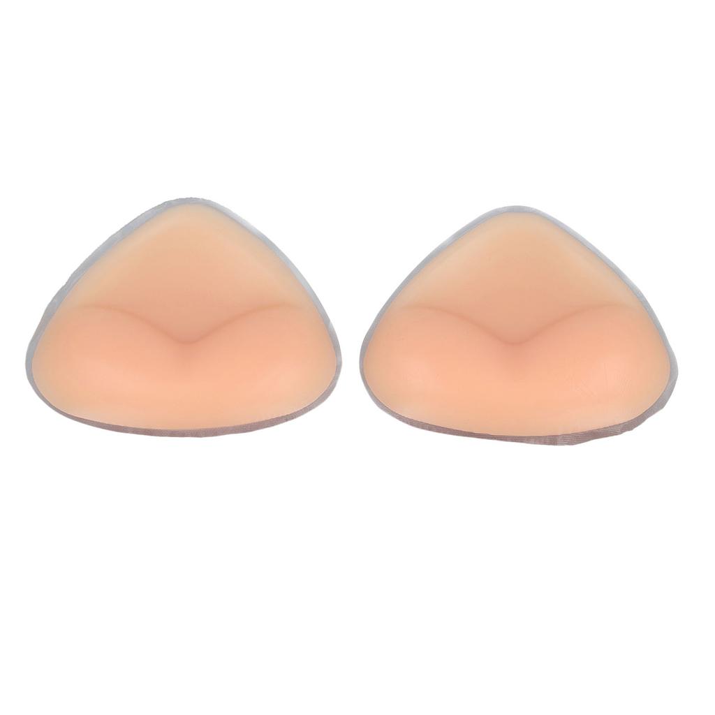 1 Pair Silicone Bra Inserts Extra Thick Waterproof Reusable Self Adhesive Triangular Shape Push Up Pads Flesh Color
