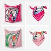 53*53CM Twill Silk Scarf Women Horse Print Square Scarf Bandana Small Hijab Foulard Ladies Tie Headband Neckerchief Accessories