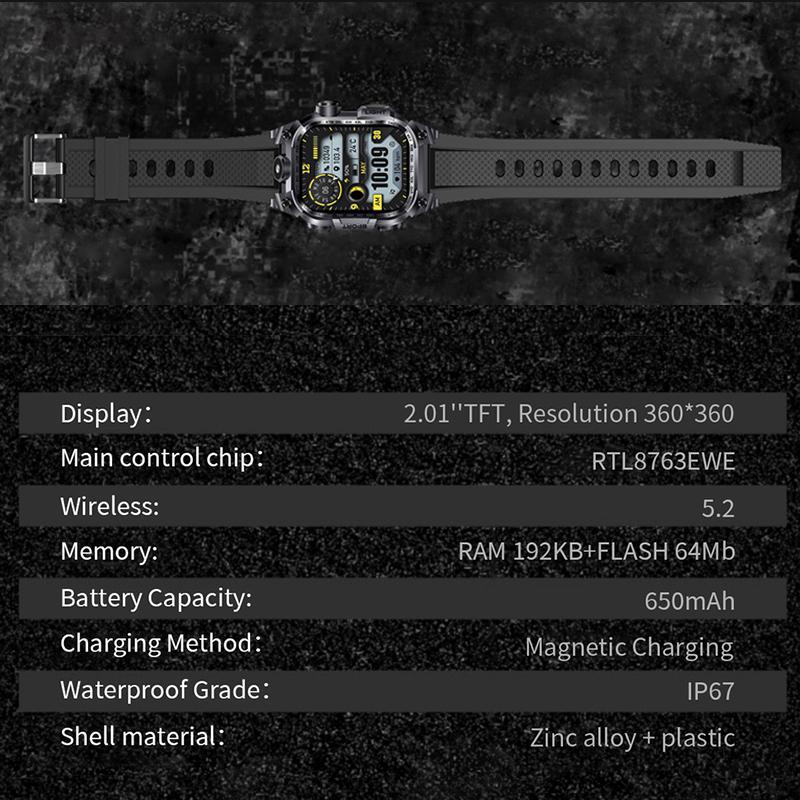 Новые многофункциональные квадратные уличные смарт-часы с большим экраном и фонариком, мониторингом здоровья, мужской спортивный браслет