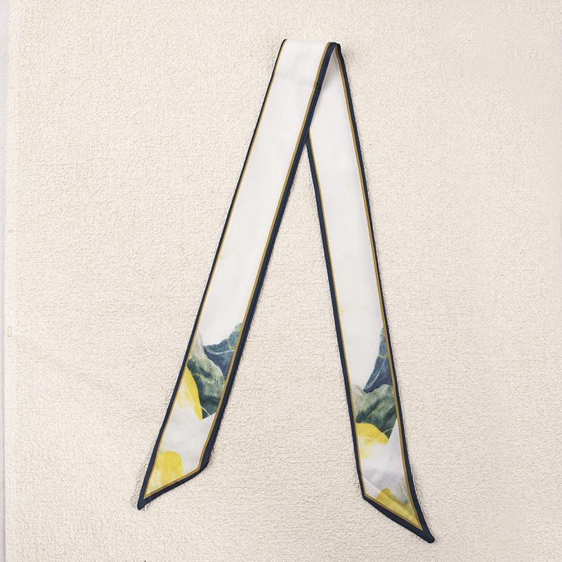 Женский весенне-летний шелковый платок-повязка на голову - Свежий оранжево-желтый шейный платок, резинка для волос, лента для ручки сумки