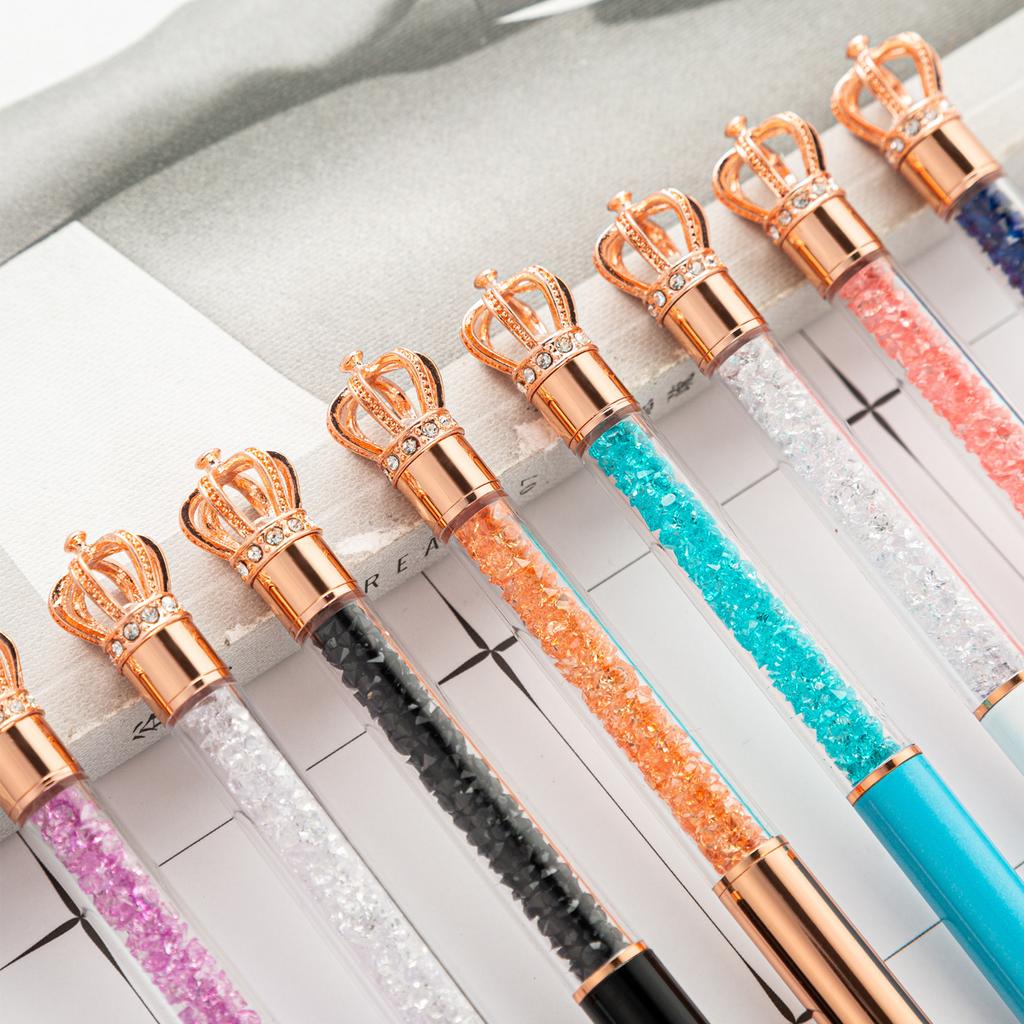 1 шт., креативная многоцветная хрустальная Корона, деловые металлические офисные вращающиеся ручки, школьные канцелярские принадлежности, офисные принадлежности, шариковая ручка