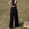 Хиппи, черные полосатые мешковатые брюки по бокам, Harajuku, корейские спортивные штаны большого размера, винтажные свободные спортивные брюки для бега, прямые широкие брюки