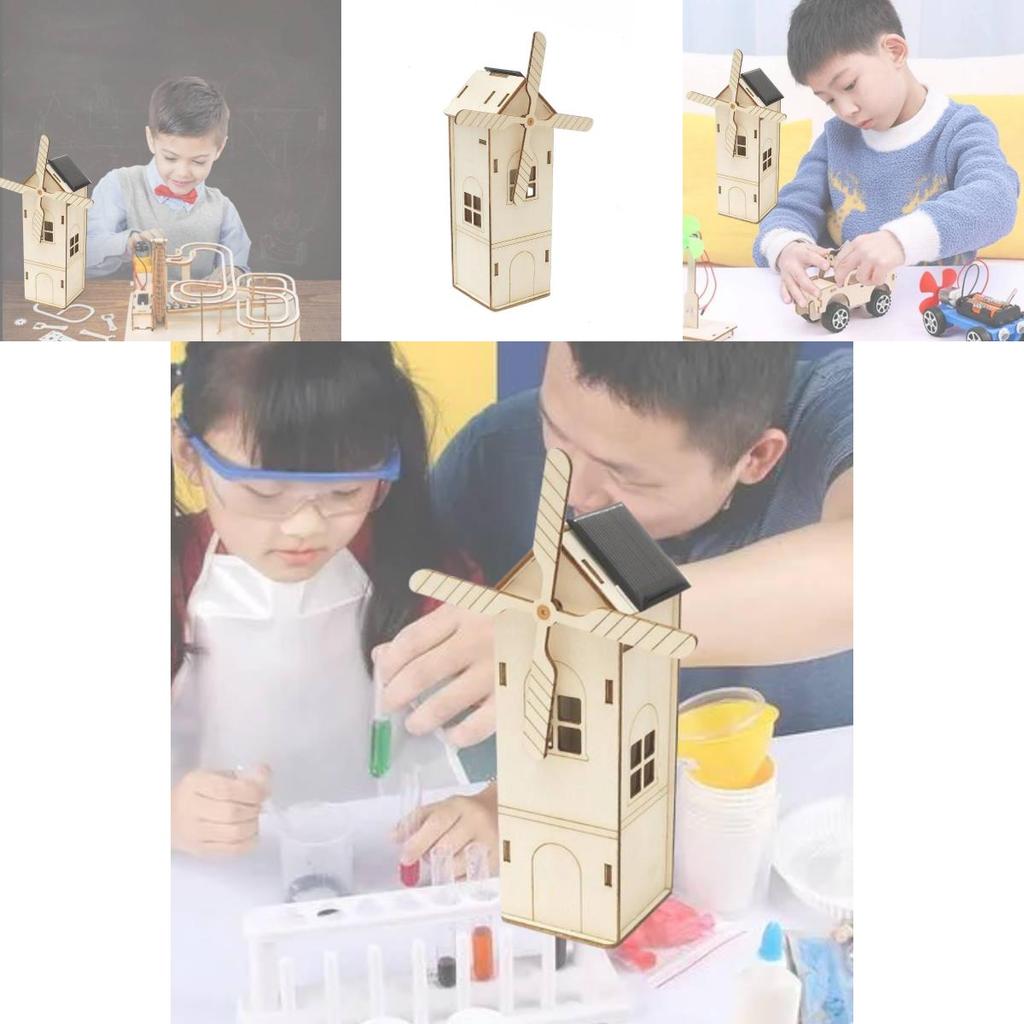Деревянный дом-ветряк на солнечных батареях, набор для сборки DIY, для детей 7-14 лет, настраиваемая развивающая игрушка