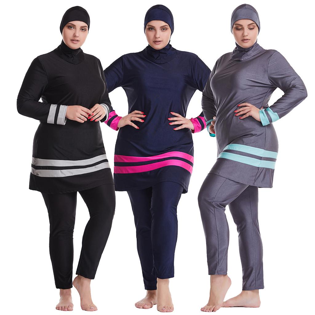 Women Muslim Plus-Size Muslimah Swimwear Tankinis Full Coverage Swimsuit Women Swimming Suit Highly Elastic Comfortable 3 Pieces Beachwear XL-6XL