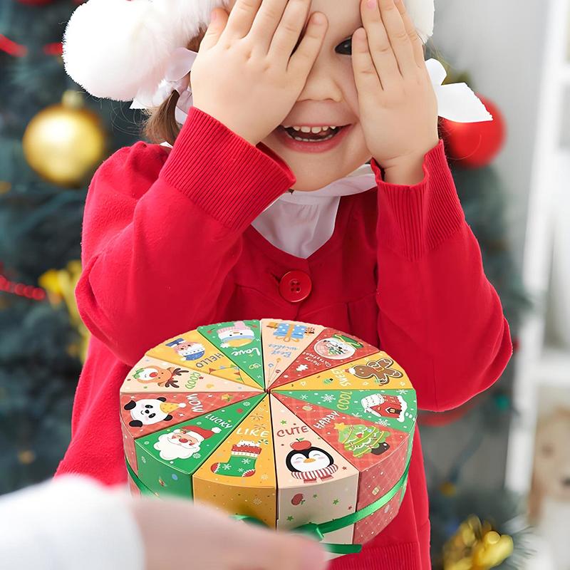 Рождественская коробка для конфет, 12 шт. подарочные коробки в форме торта, адвент-календарь, рождественская подарочная упаковка, коробка для DIY, рождественские адвент-коробки для отсчета времени до Рождества