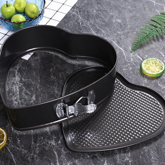 Пищевая сковорода пружинной формы в форме сердца, не содержащая BPA, термостойкая, многоразовая, безопасная для микроволновой печи, антипригарная форма для чизкейка