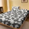 1 Simple Modern Geometry Printed Matte Fitted Sheet, Bedroom Printed Bed Cover, Bedding (Excluding Pillowcases)