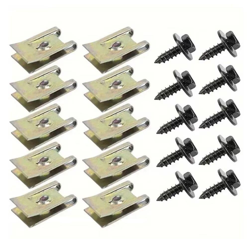 20/40/60Pcs with Screw Tapping Fastener Clip U-Type Nut/Screw Washers Durable Car Metal Screws