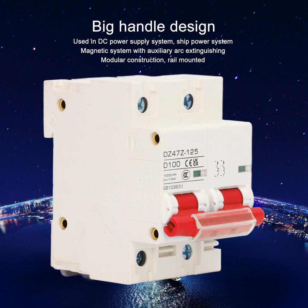 Circuit Breaker 2P D 47 125 100A DIN Rail ature Circuit Breaker for Solar PV System 1000V