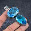 Natural Swiss Blue Topaz Gemstone 925 Sterling Silver Jewelry Pendant 3.35" Z5s12