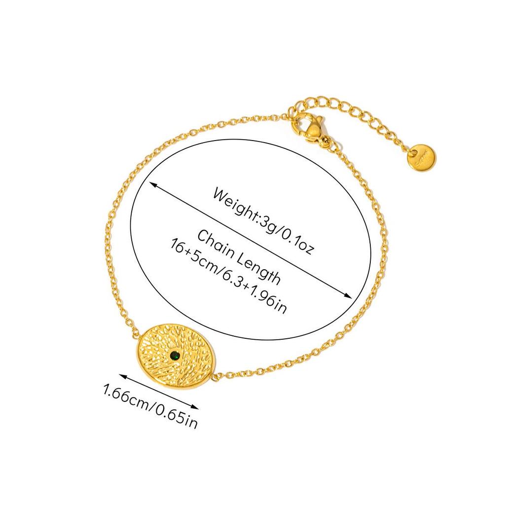 Браслет из титановой стали в стиле ретро-дворца с покрытием из 18-каратного золота и натуральным изумрудом для женщин