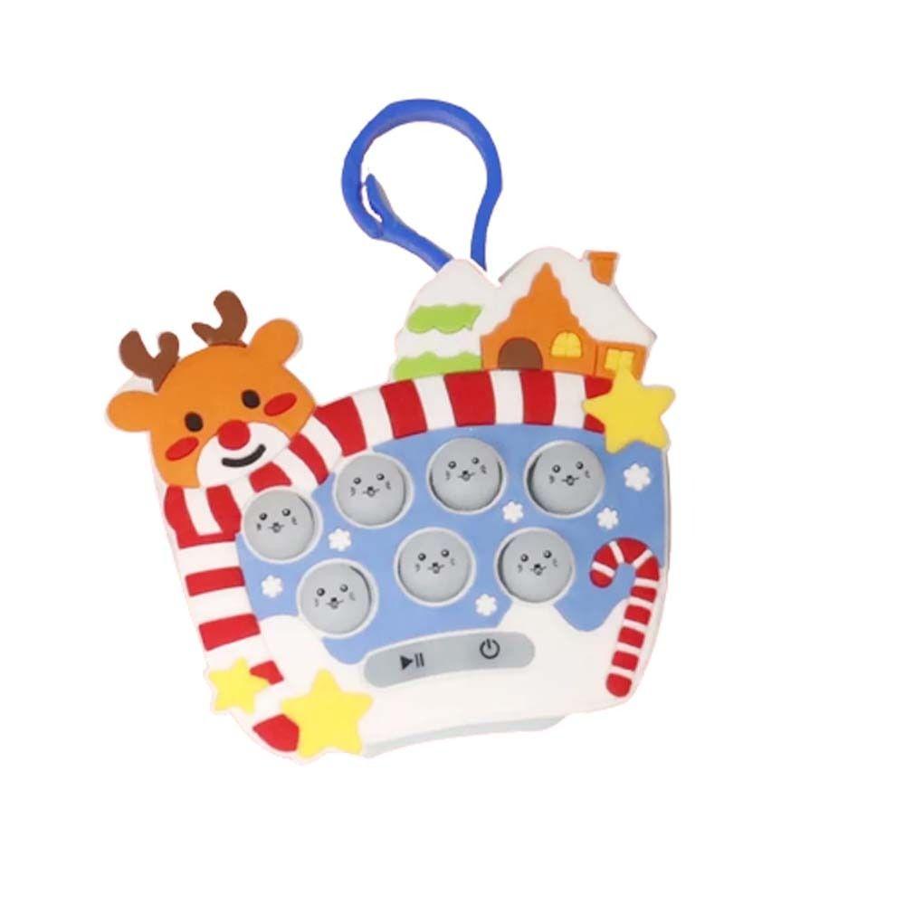 Cartoon Handheld Game Machine Keychain Christmas Quick Push Bubble Game  Children Gifts