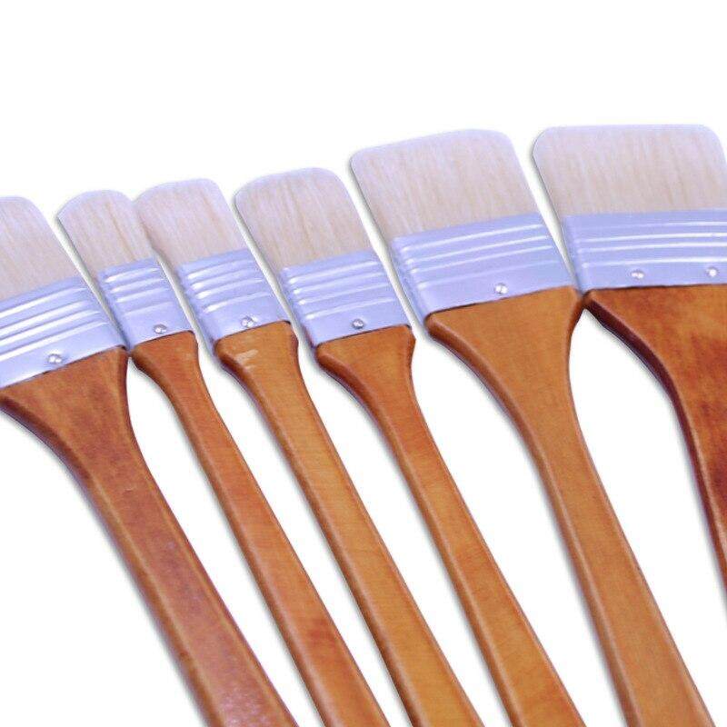 JOWOART 8 шт./компл., широкая кисть, щетка из свиной щетины, ручка, длинный стержень, кисть для затенения, чистящая кисть для масляной живописи