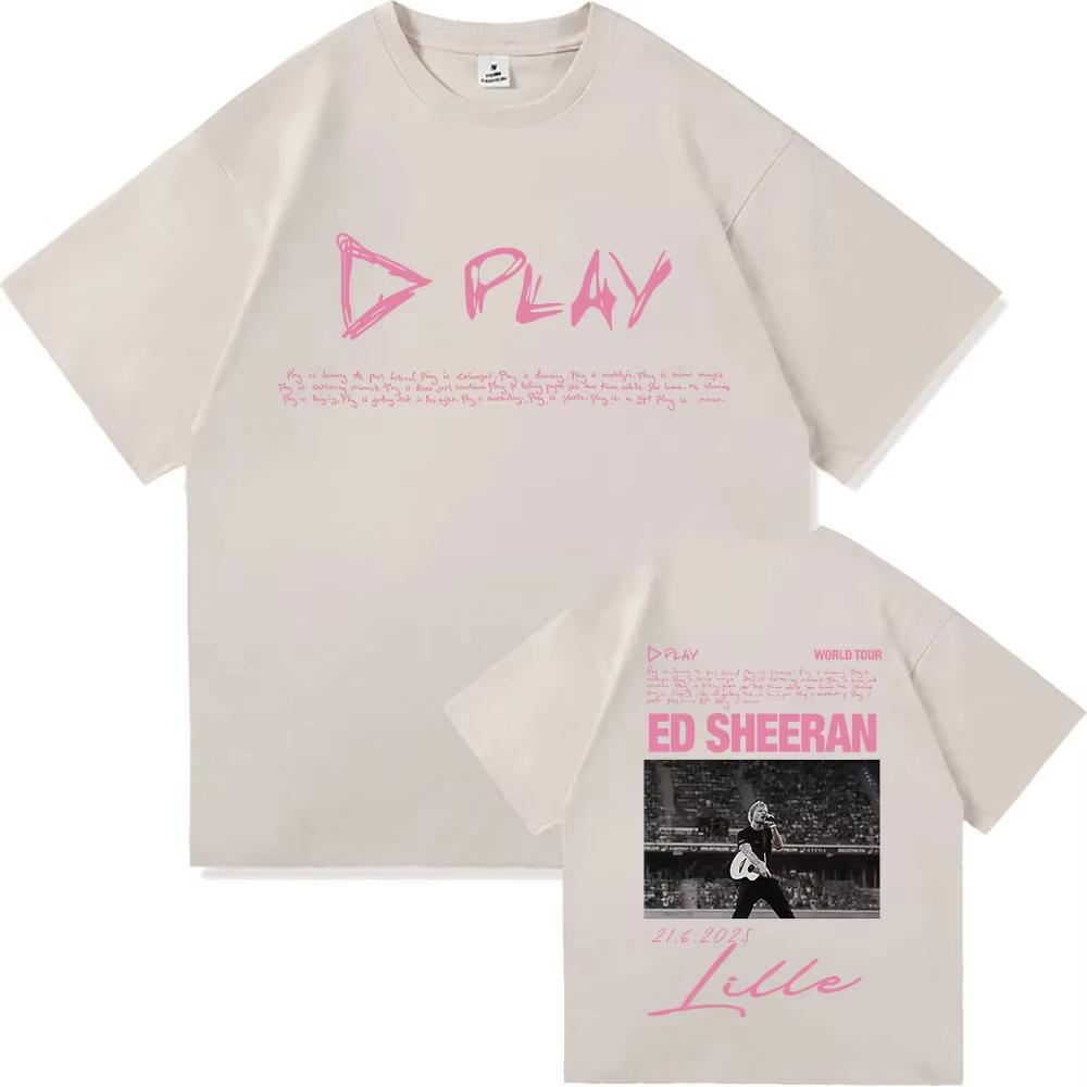 Rapper Ed Sheeran Play World Tour 2026 Graphic TShirt Mens Punk Hip Hop Short Sleeve TShirts Pure Cotton Tees Fans Streetwear