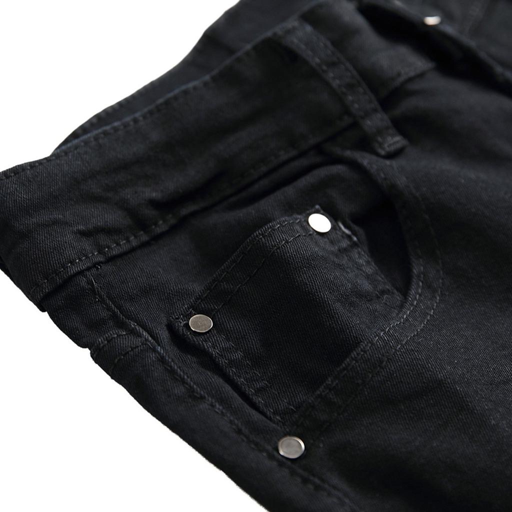 Мужские брюки Узкие джинсовые брюки Прямые брюки Однотонные рваные джинсы