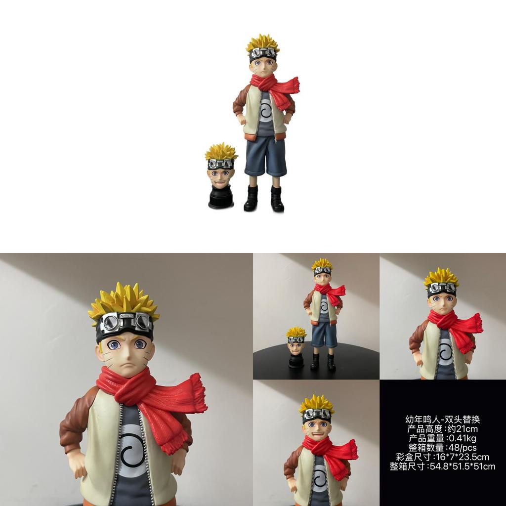 Uzumaki Naruto Pvc Figure With Swap Double Head For Collectors And Anime Fans