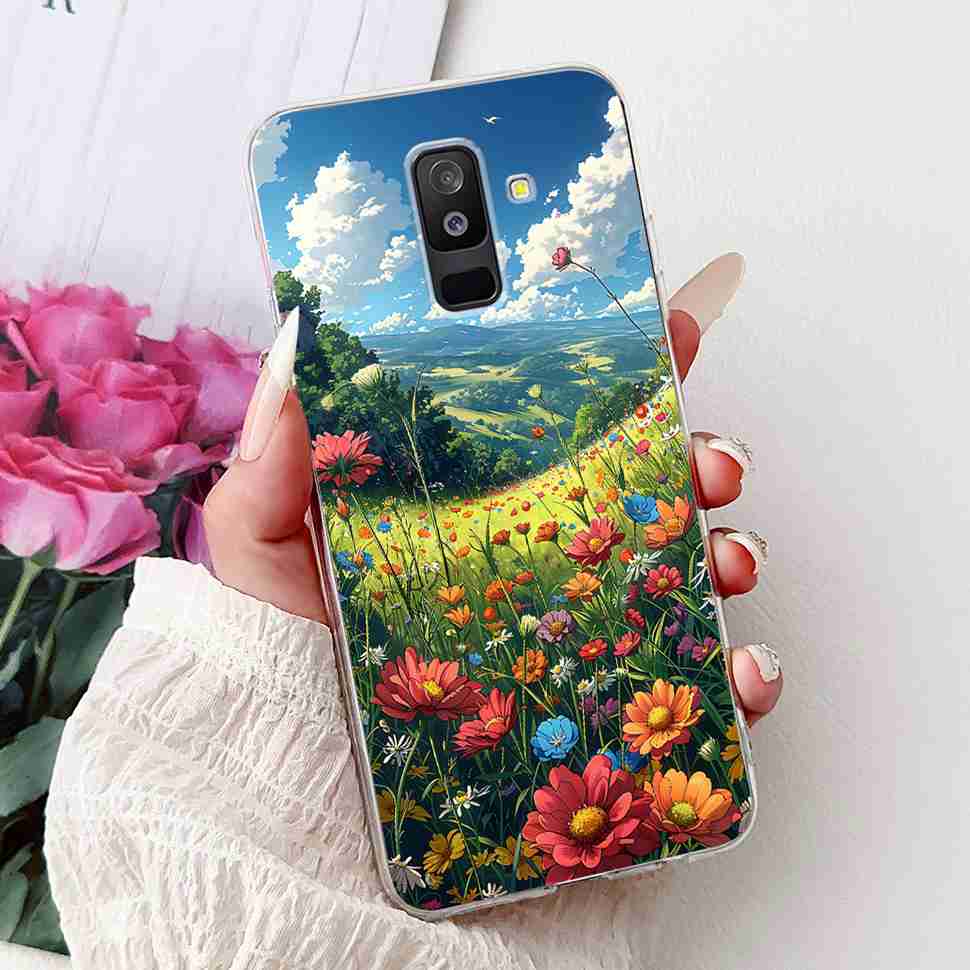 For Samsung Galaxy A6+ 2018 6.0" Case SM-A605FN Cartoon Cat Soft Silicone Cover For Samsung A6+ A6 Plus 2018 New Flower Bumper