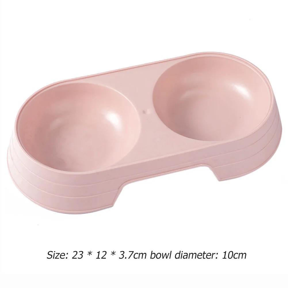 Double Pet Bowls 2 in 1 Candy Color Dog Food Water Feeder Pet Drinking Dish Feeder Cat Puppy Feeding Supplies Pet Accessories