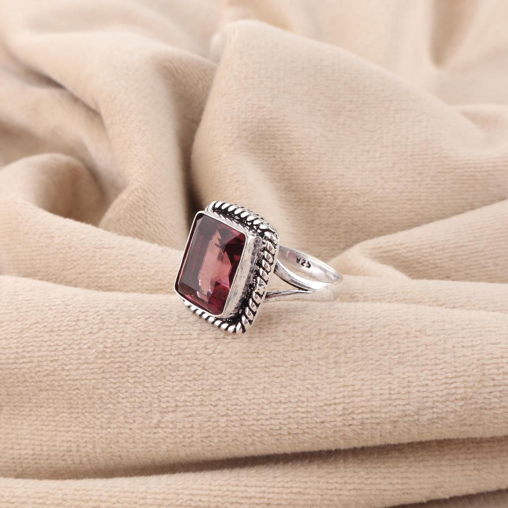 Родолитовый драгоценный камень 925 пробы Стерлинговое серебро Женские украшения Ручная работа Свадебное кольцо RR-71-5