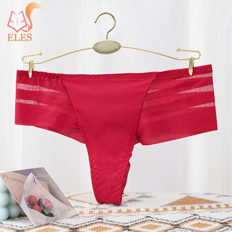 Women's Elephant Nose Thongs Panties Low Waist Mesh Hollow G-string Breathable Seamless Underwear