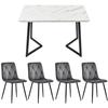 Table à manger - MUVOE - Rectangulaire - 4 places - Velours gris foncé - Pieds noirs